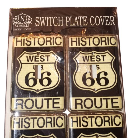 Rustic Metal Historic West US Route 66 Switch Plate Cover Antique White Black - Picture 7 of 10